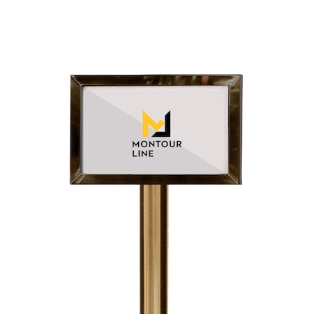 Montour Line Sign 7 x 11 in. H Satin Brass, PLEASE WAIT POR FAVOR ESPERAR FS200-711-H-SB-PLSWAIT